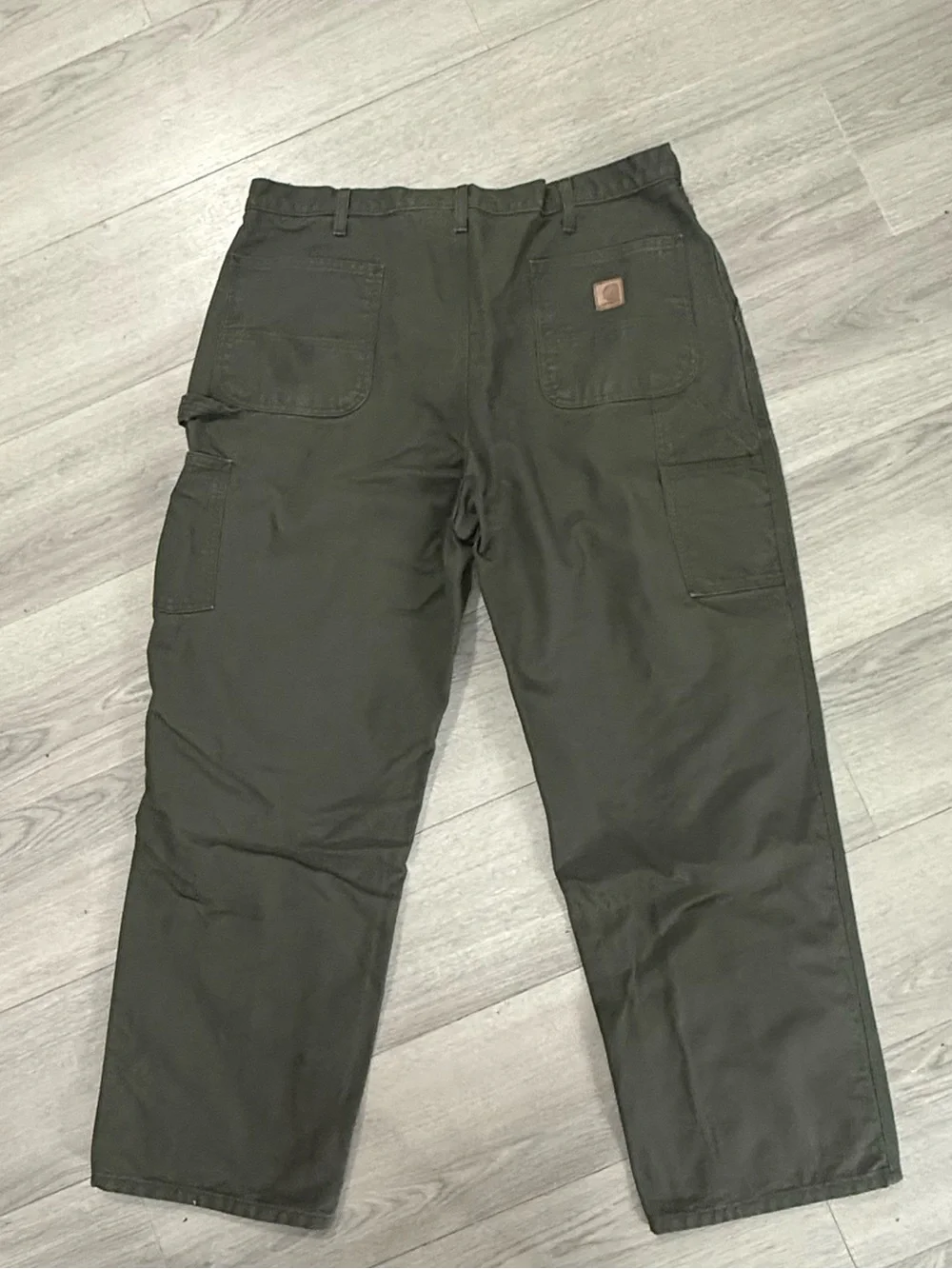 Carhartt Carpenter Khaki Green Straight-Leg Work Pants 42x32